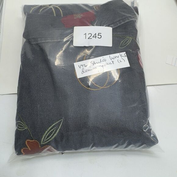 Vintage Floral Embroidered Denim Jacket L Artsy Funky Festival Boho Whimsy Y2k - Picture 16 of 16